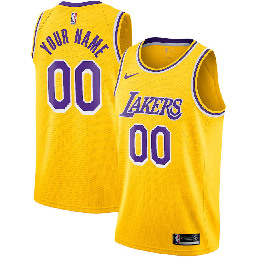 Women Custom Los Angeles Lakers Nike 2020-21 Swingman Custom Jersey  Icon Edition Gold NBA Jerseys->->Custom Jersey